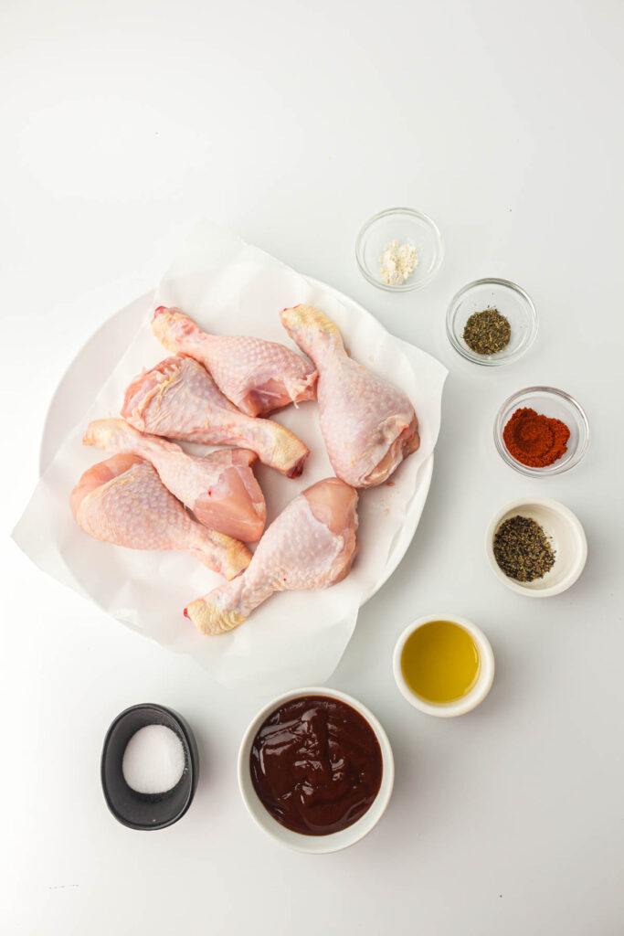 ingredients for air fryer barbecue chicken legs.