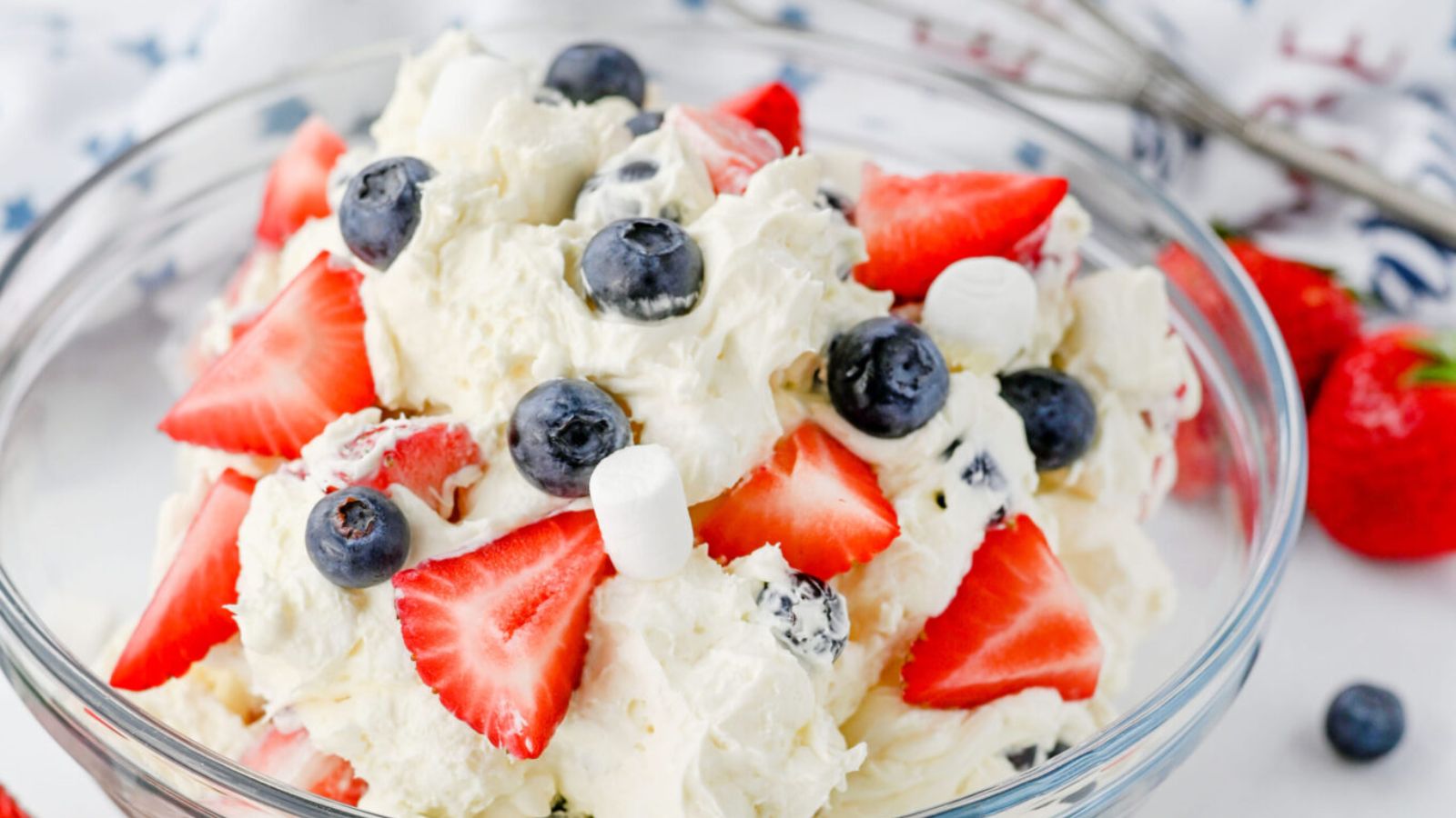 RED WHITE AND BLUE CHEESECAKE SALAD