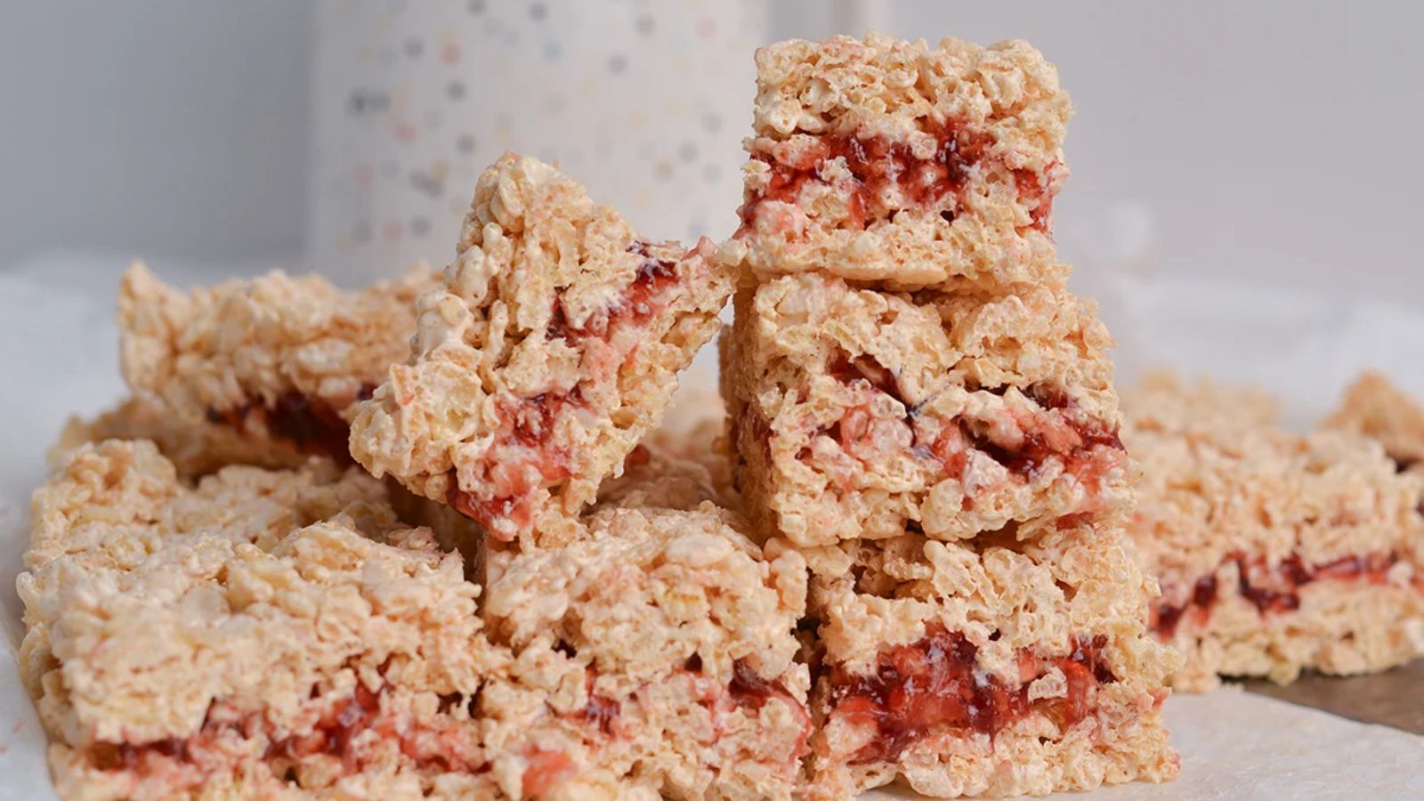 Peanut Butter and Jelly Rice Krispie Treats