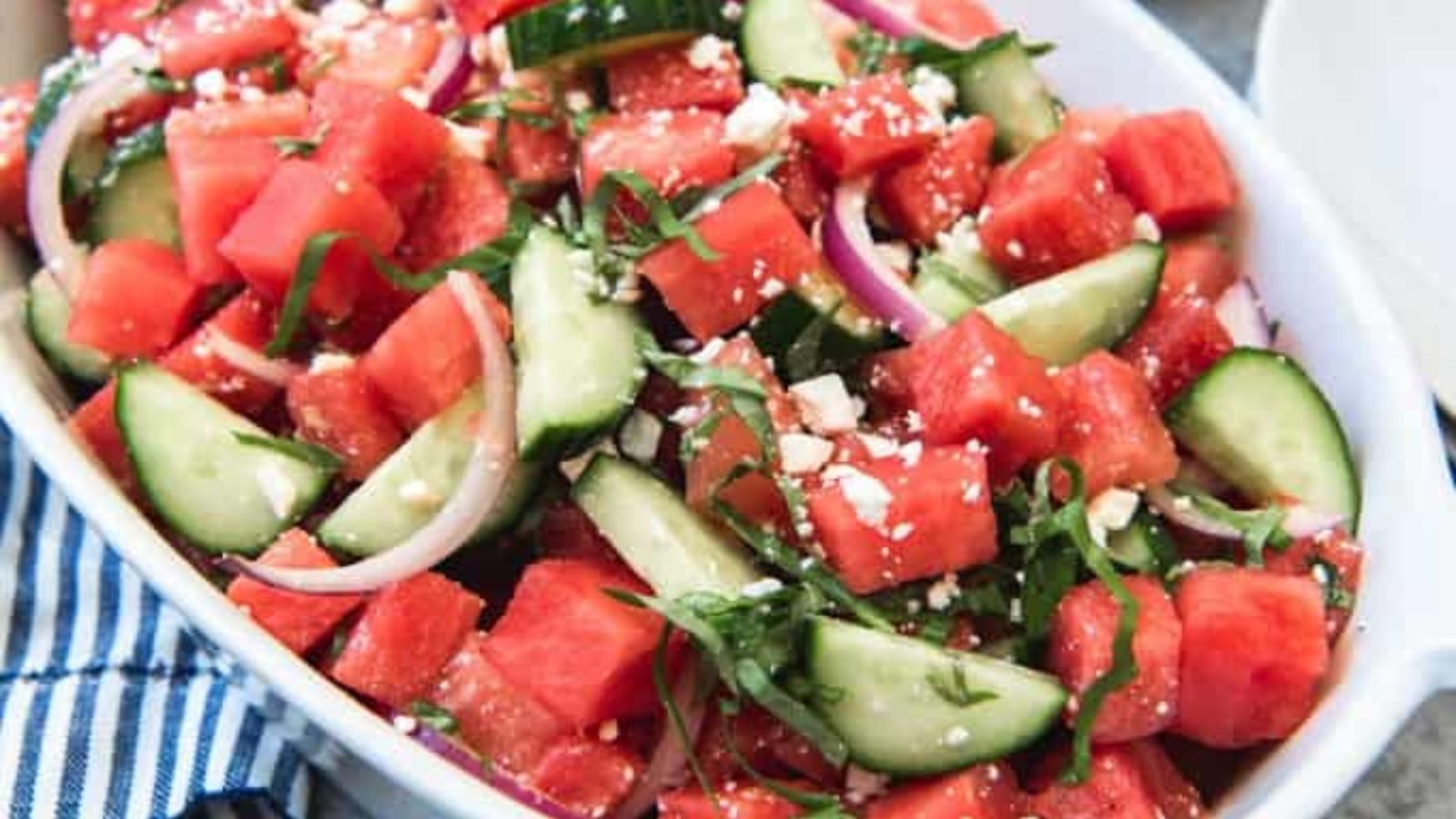 Watermelon Basil Feta Salad