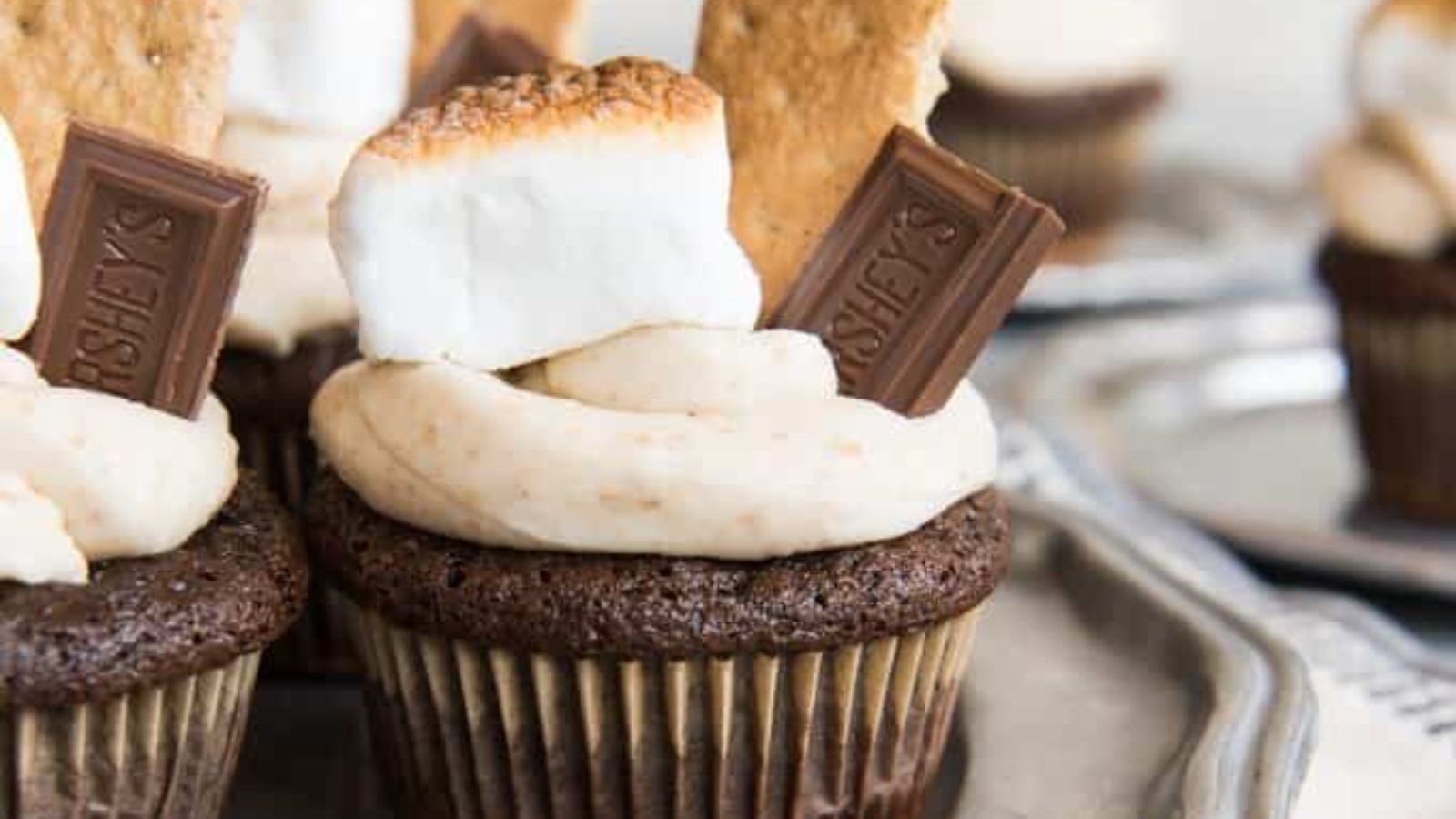 S’mores Cupcakes with Graham Cracker Frosting