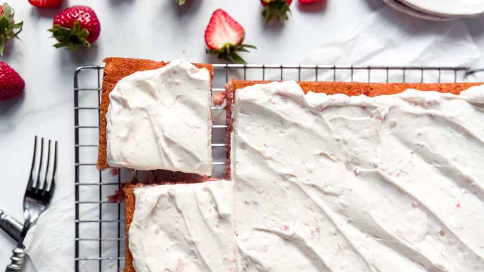 Strawberries and Cream Sheet Cake