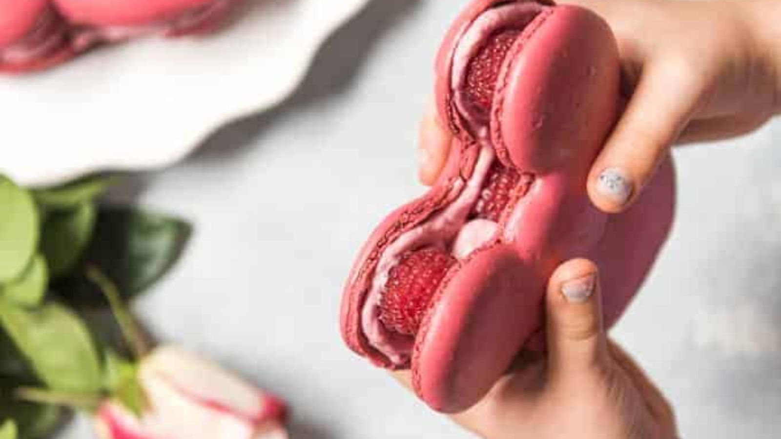 Jolly Holiday Raspberry Rose Macarons