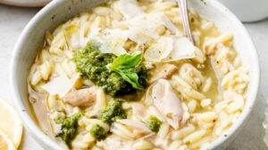 PESTO CHICKEN ORZO SOUP