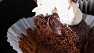 Guinness Chocolate Cupcakes with Ganache Filling and Irish Cream Whipped Cream Frosting