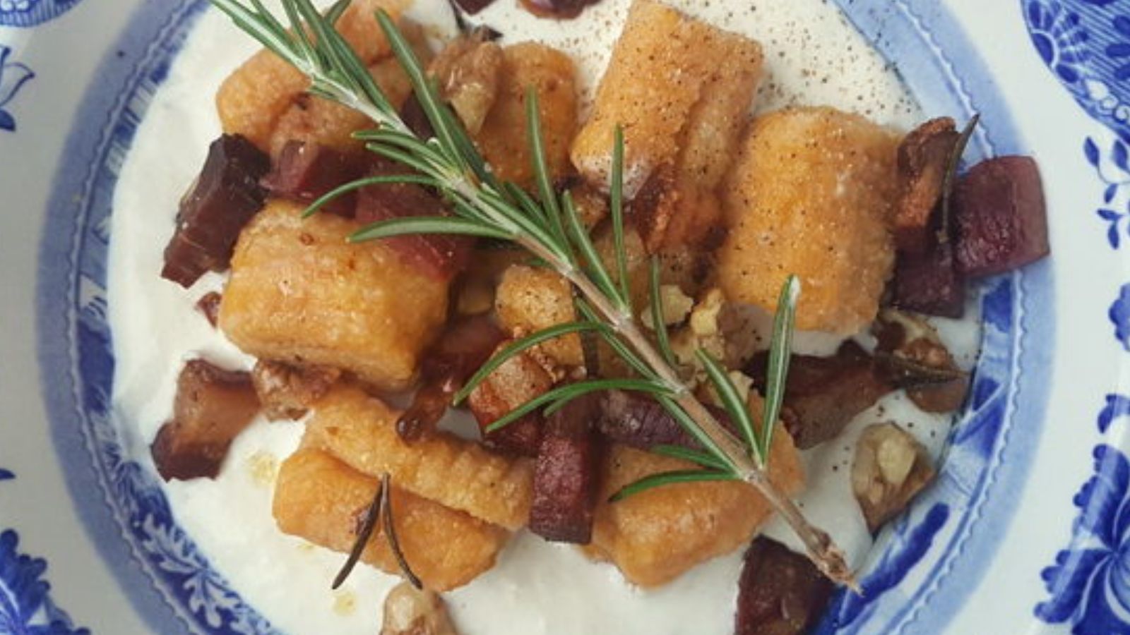 Pumpkin Gnocchi with Speck, Walnuts and Parmesan Cream