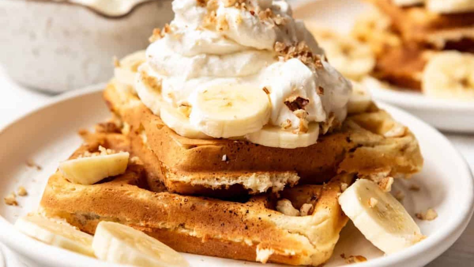 Banana Pecan Waffles