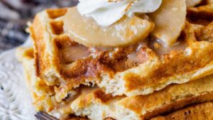 Apple Waffles with Cinnamon Apple Syrup