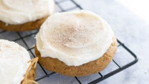 Pumpkin Cookies with Cream Cheese Frosting