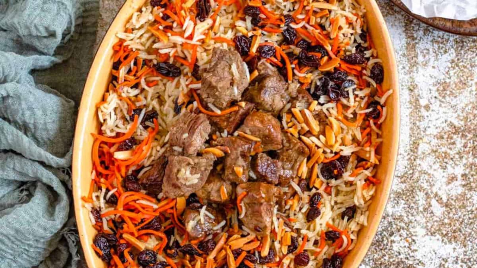 Kabuli Pulao (Spiced Lamb Pilaf) from Afghanistan