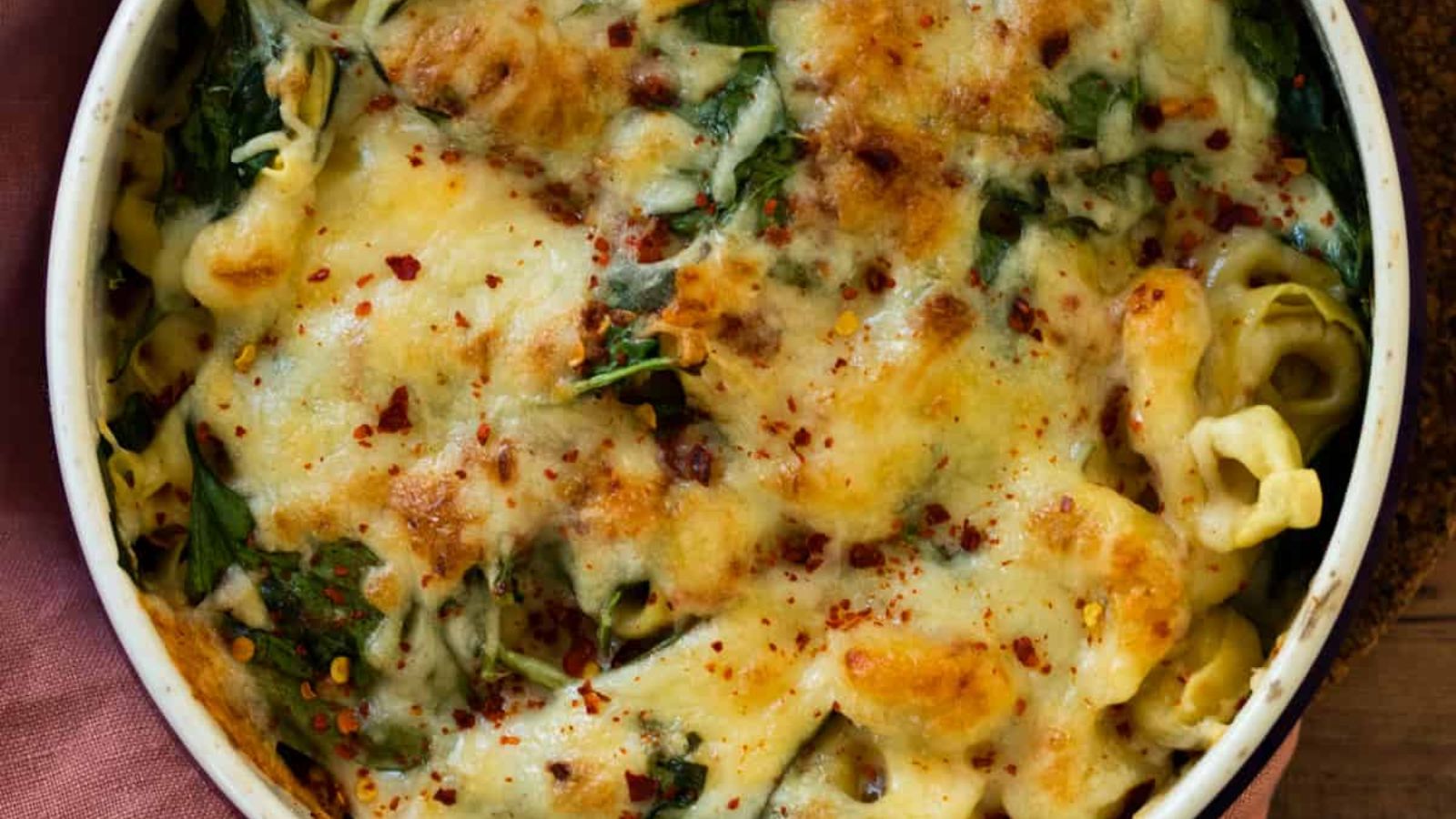 Cheesy Tortellini Casserole with Spinach