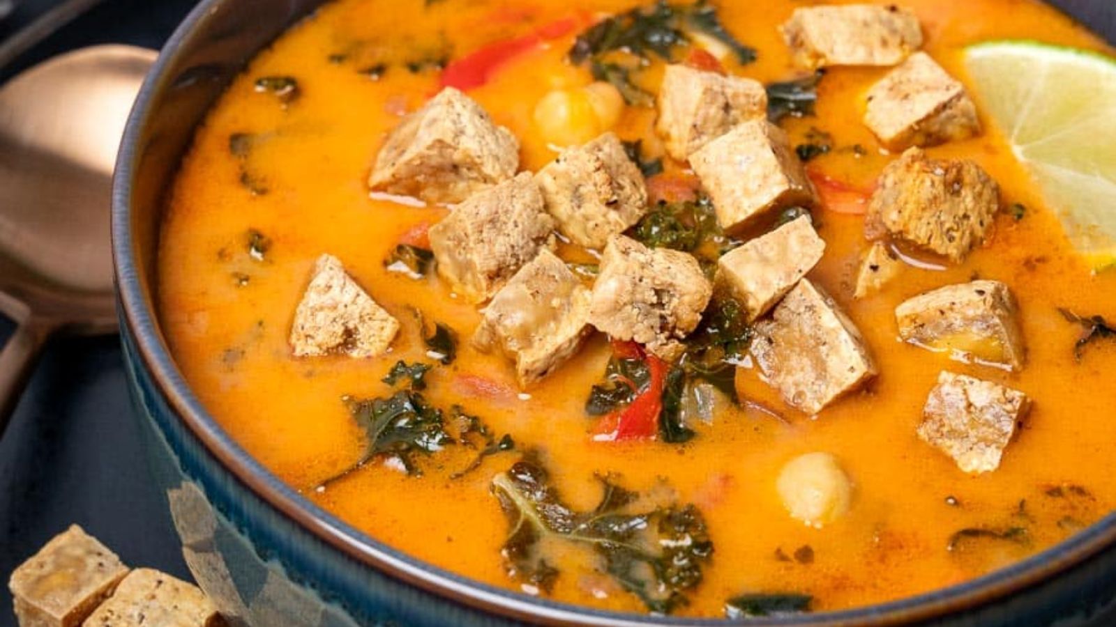 Coconut Curry Soup with Crispy Tofu