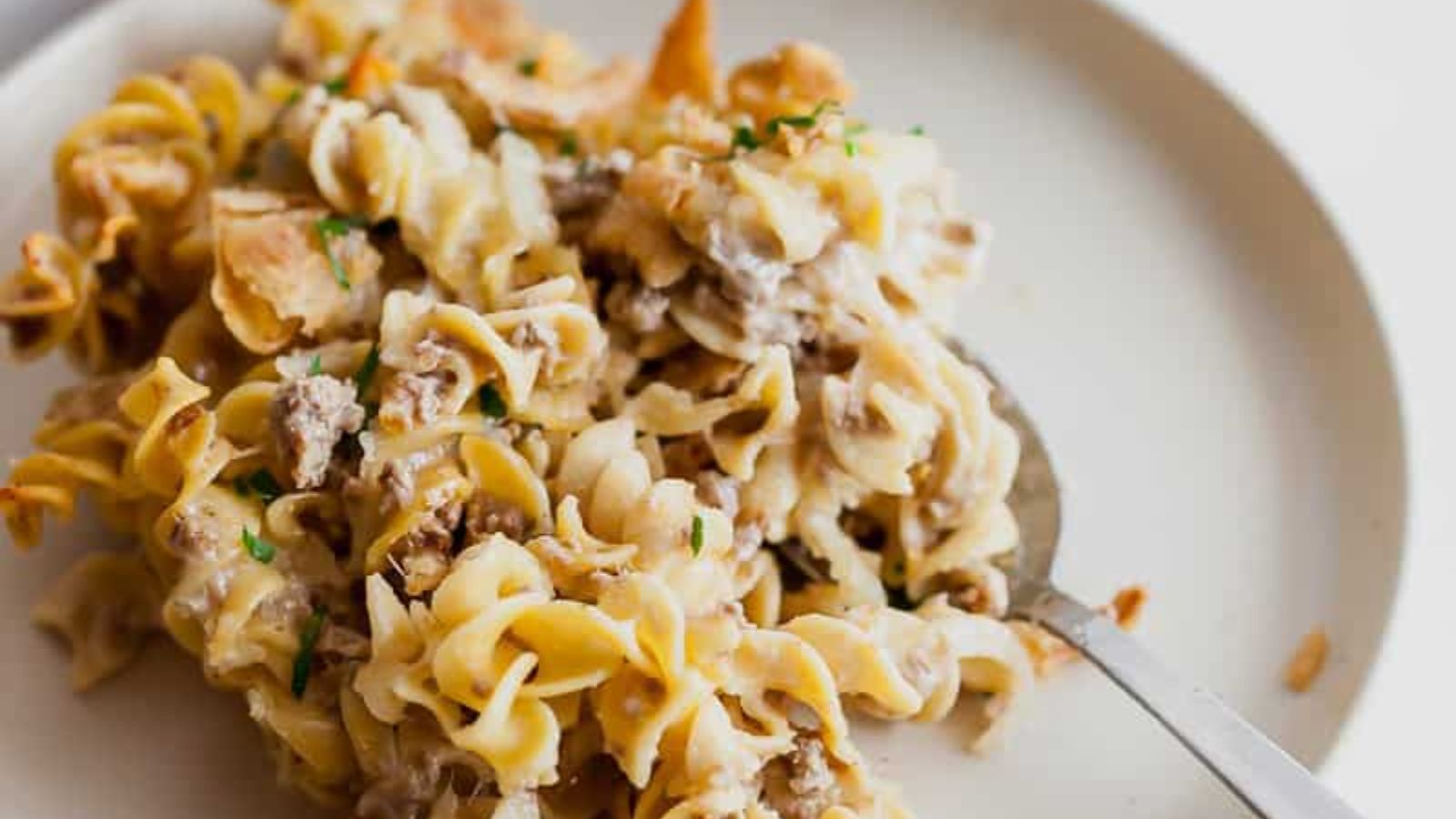 Creamy French Onion Beef Pasta Bake