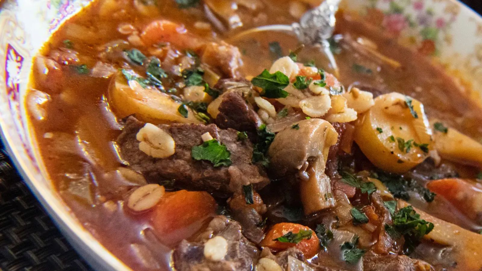 Leftover Prime Rib Beef Barley Soup With Mushrooms