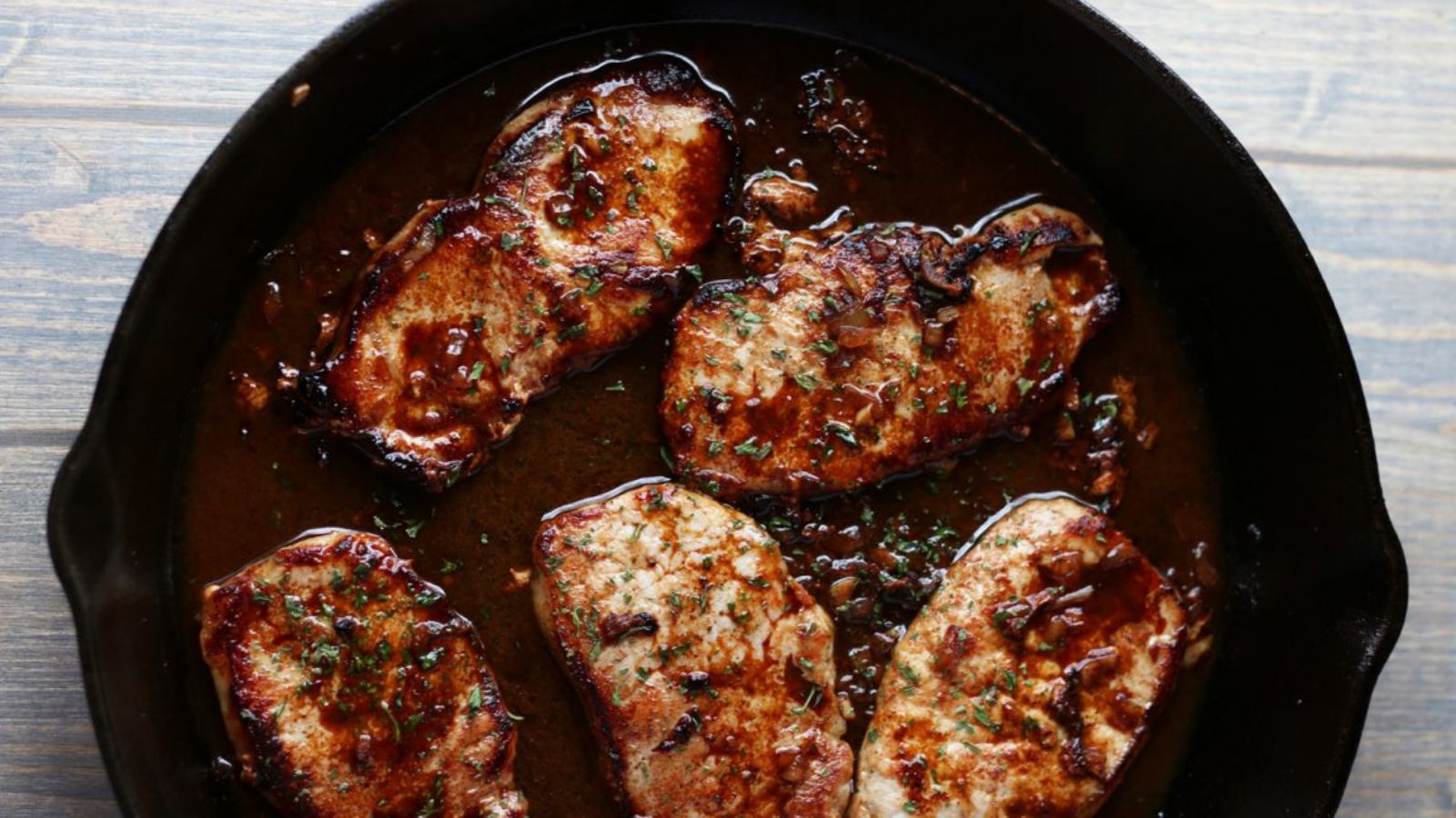 Marinated and Pan Seared Cast Iron Pork Chops