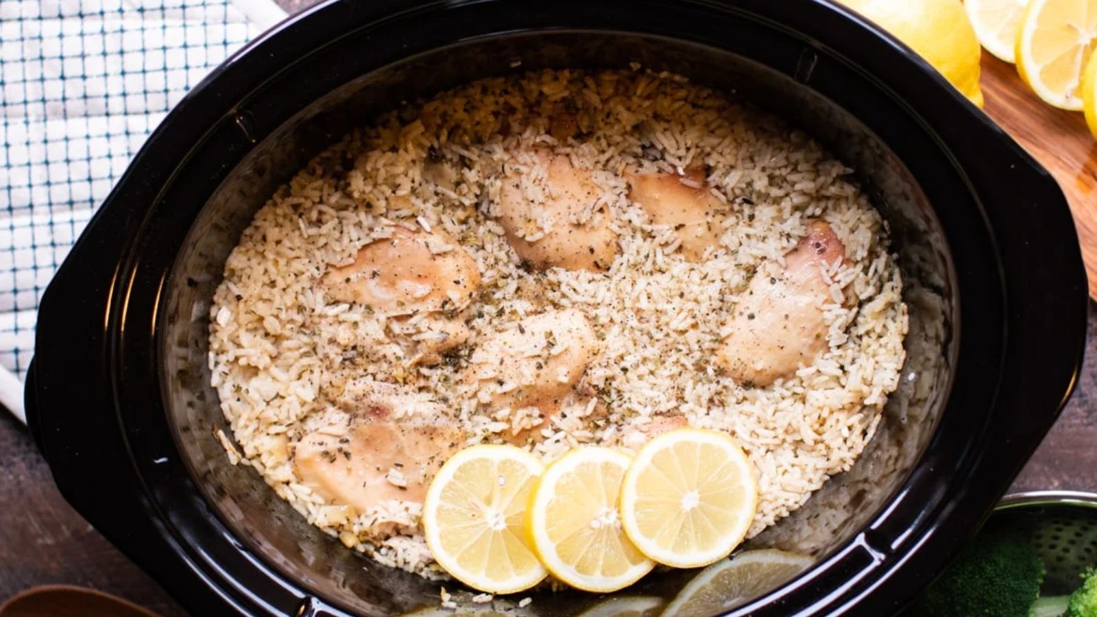 Slow Cooker Lemon Pepper Chicken with Rice