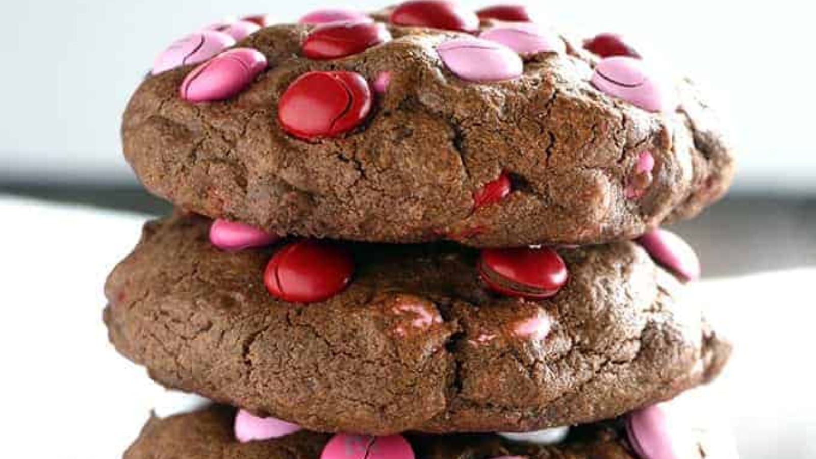 Big Chocolate M&M Valentine’s Day Cookies