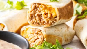 Cheesy Bean and Rice Burritos