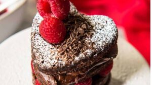 Mini Brownie Cakes with Raspberry Coulis