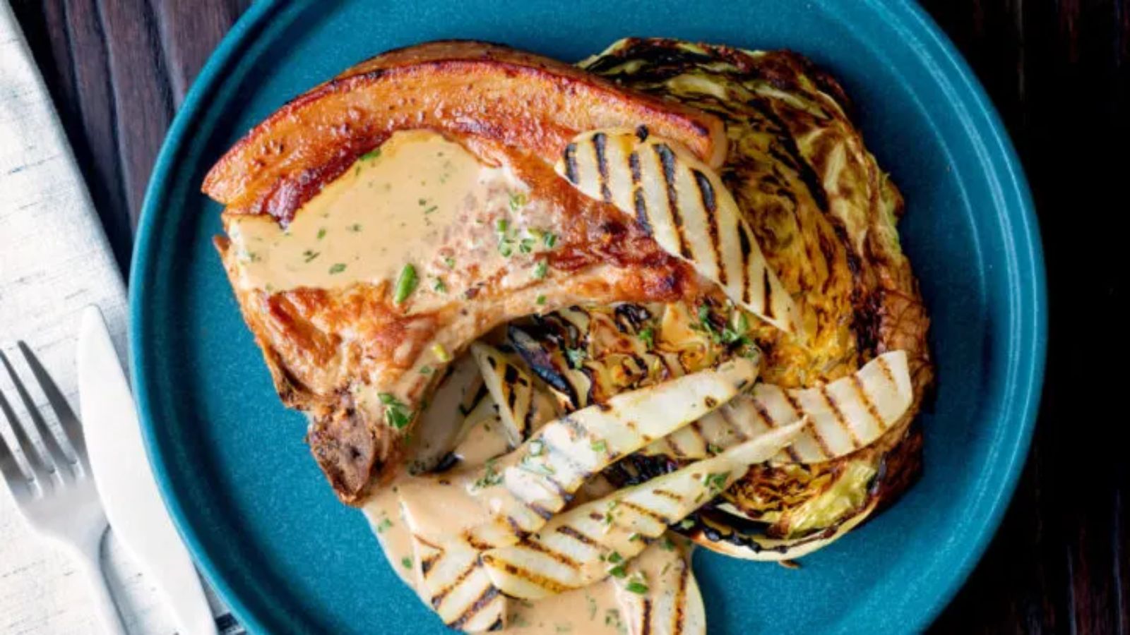 Pork Chops with Pears and Creamy Cider Sauce