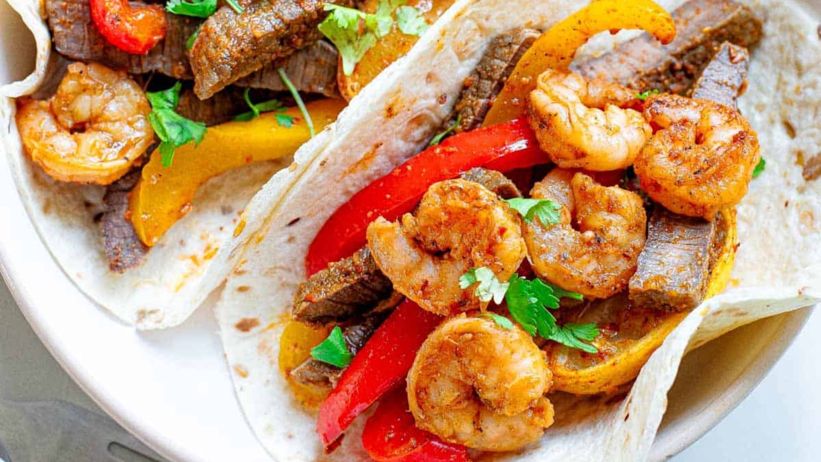 Sheet Pan Steak and Shrimp Fajitas