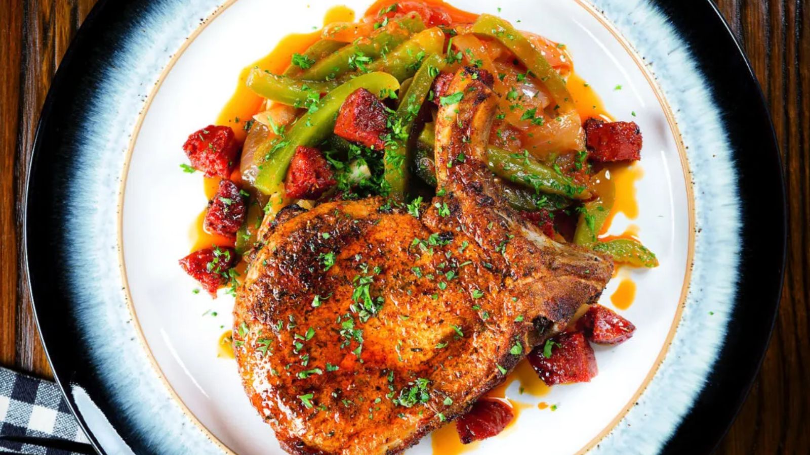Easy Spanish Pork Chops with Chorizo