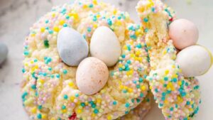 Easter Bird’s Nest Funfetti Cookies