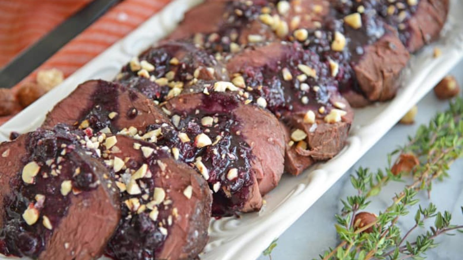 Reverse Sear Beef Tenderloin with Blueberry Sauce