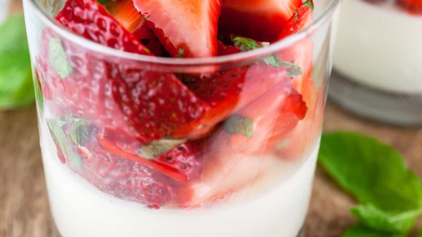 Strawberry Panna Cotta with Mint and Honey