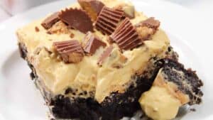 Chocolate Peanut Butter Poke Cake
