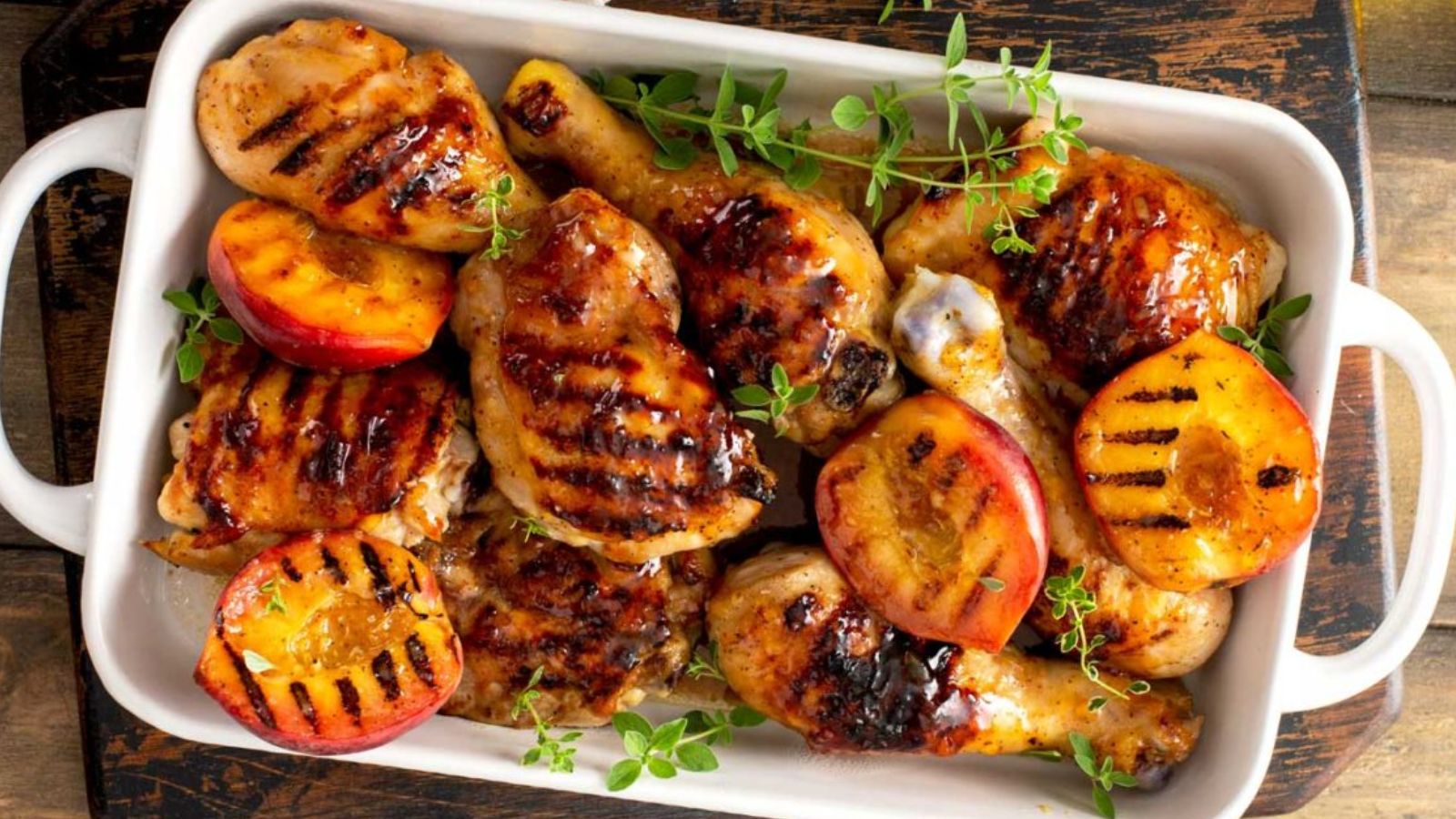 Sticky Grilled Chicken with Peach Glaze
