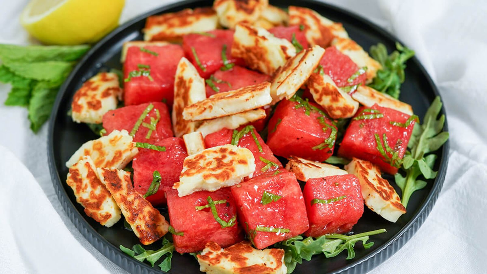Halloumi and watermelon salad