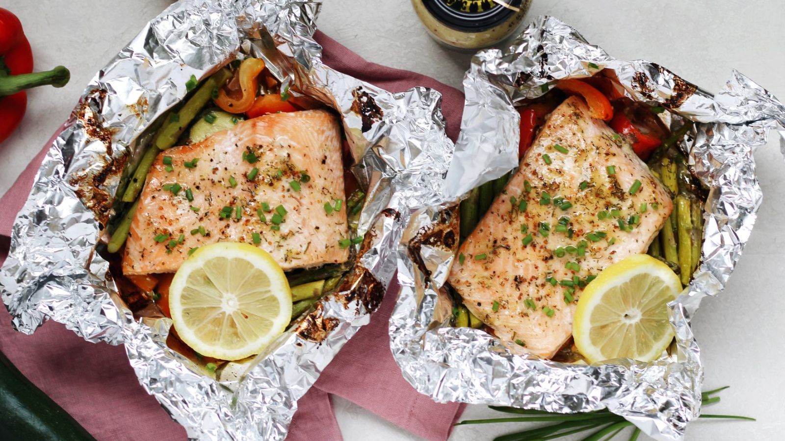 Honey Mustard Grilled Salmon in Foil Packets