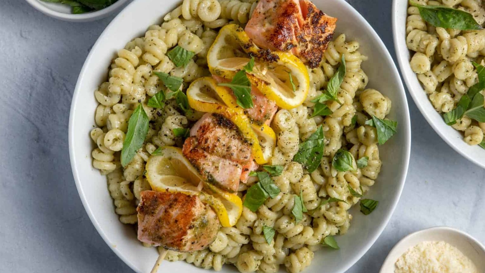 Pesto Grilled Salmon & Pasta