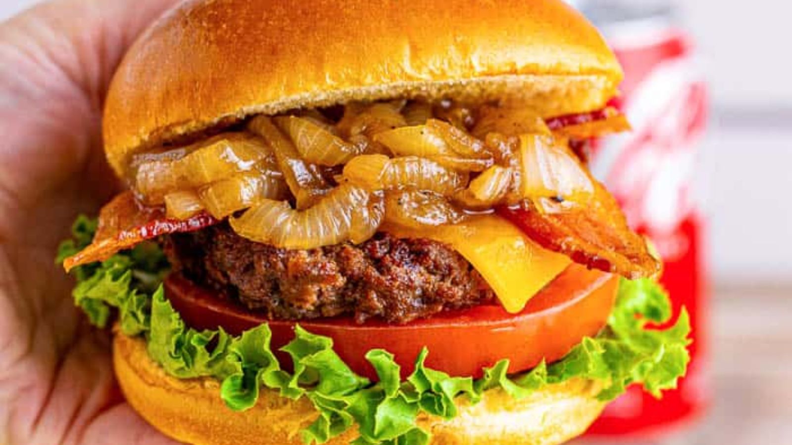 Grilled Onion Bacon Cheddar Burger