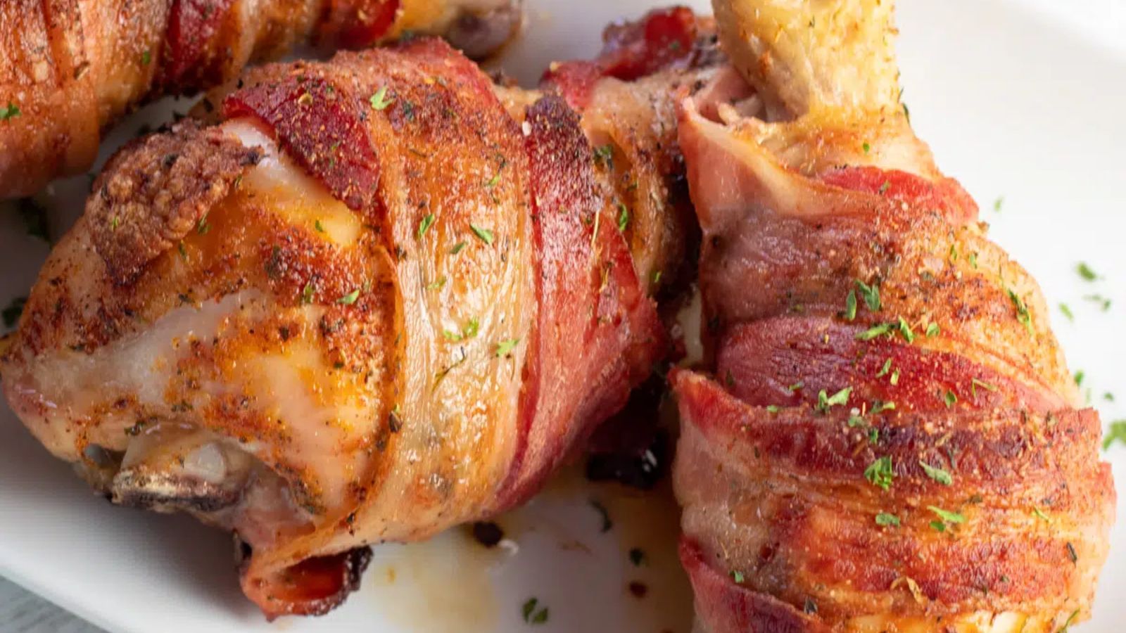 Bacon Wrapped Baked Chicken Drumsticks