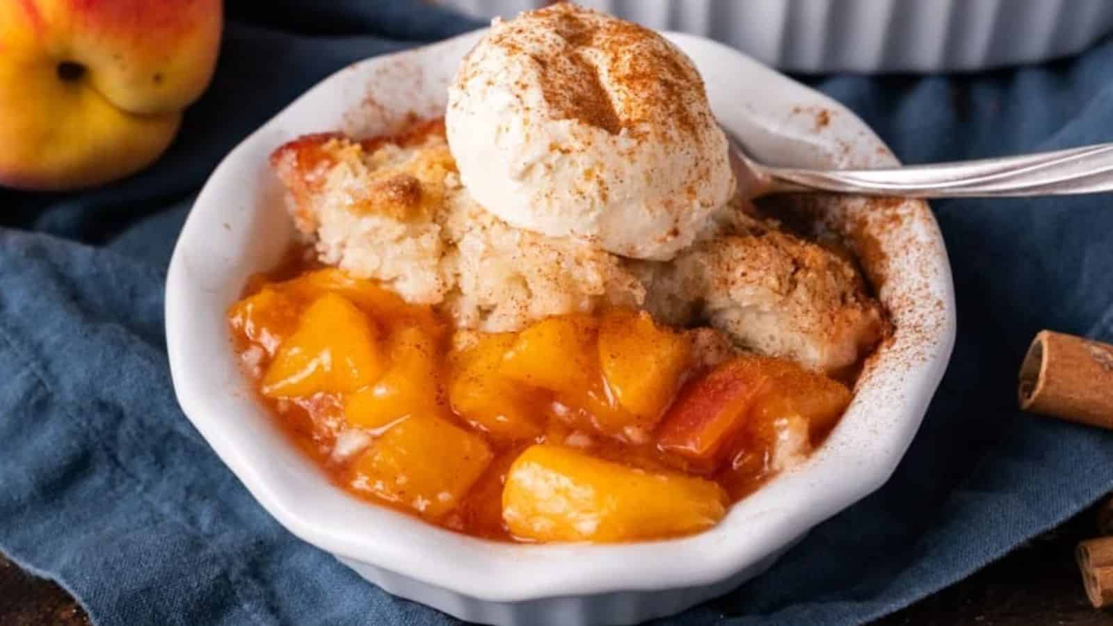 Homemade Peach Cobbler with Sugar Crusted Biscuits