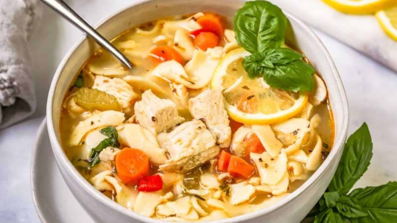 Lemon Basil Chicken Noodle Soup