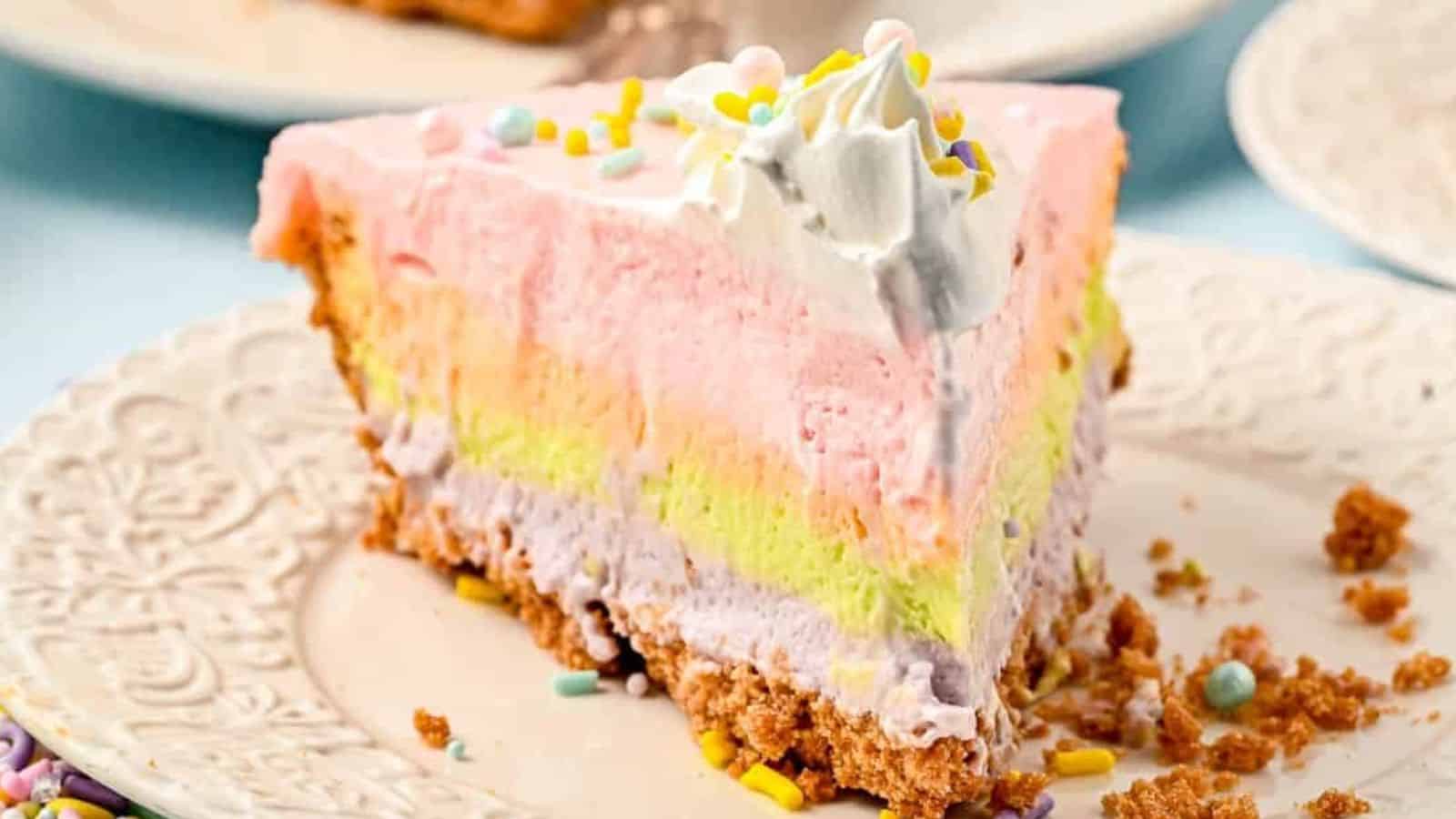 Rainbow No Bake Cream Cheese Pie