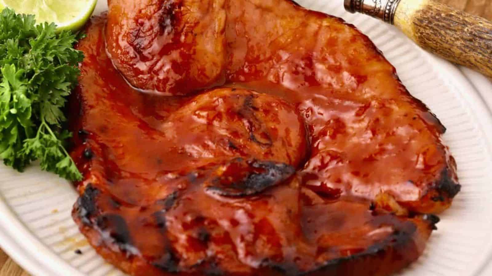 Grilled Ham Steak with Apricot Glaze
