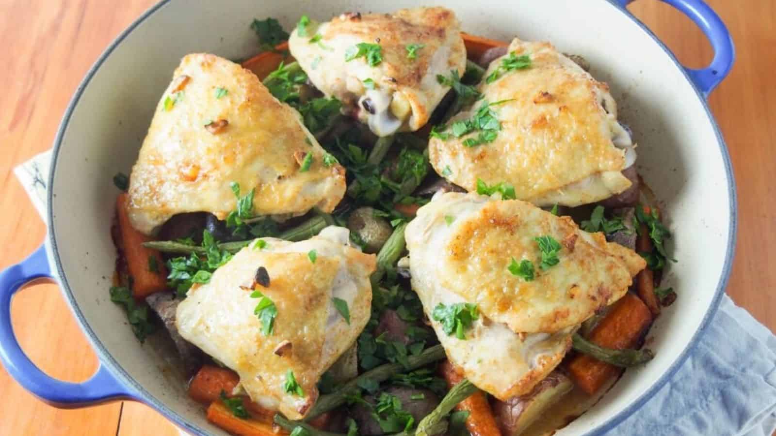 One pot lemon garlic chicken with vegetables