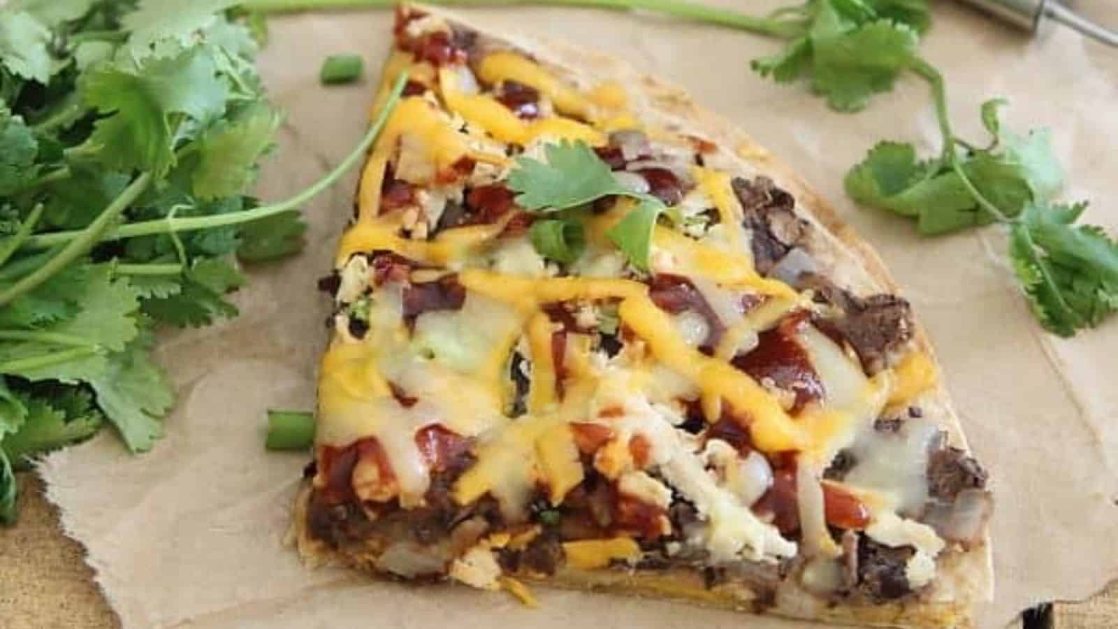 BBQ Black Bean Tortilla Pizza