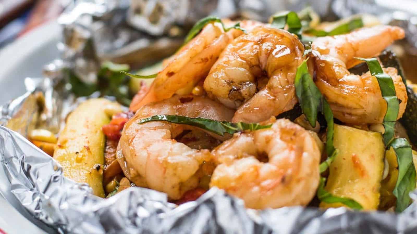 Honey Garlic Shrimp and Zucchini Foil Packets