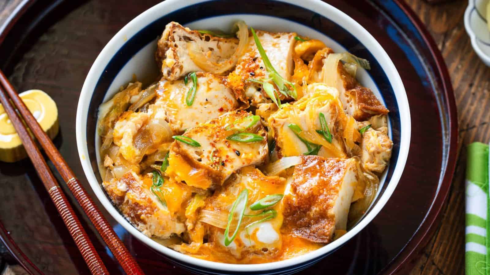 Simmered Tofu and Egg Rice Bowl