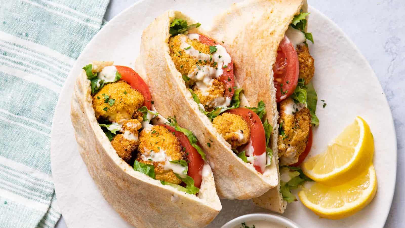 Vegan Cauliflower Pita Sandwiches