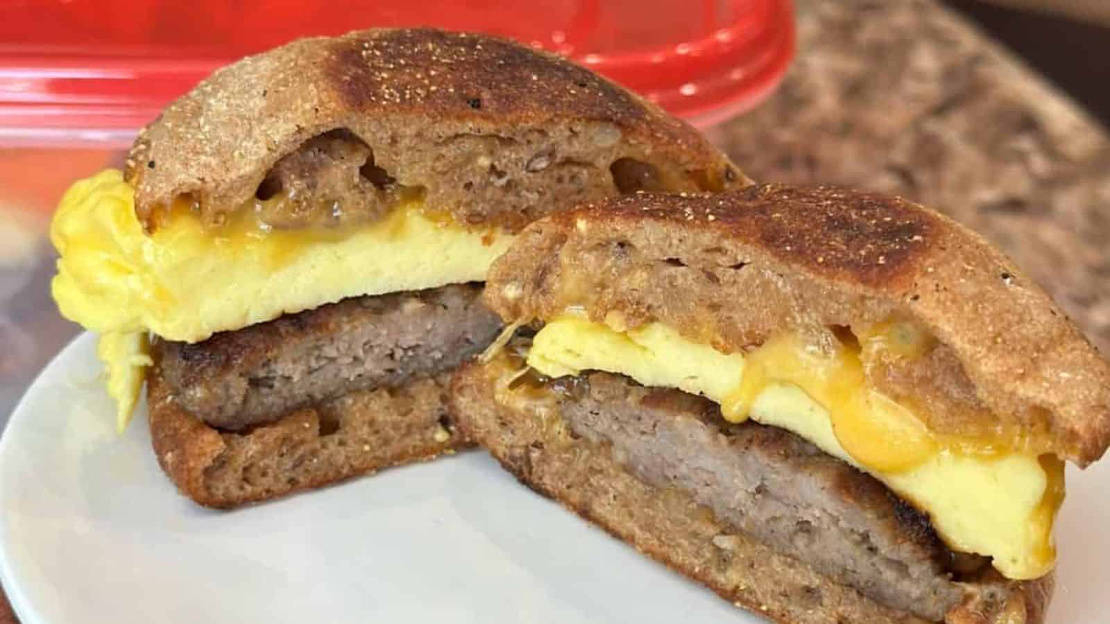 SAUSAGE EGG AND CHEESE BREAKFAST SANDWICH