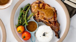 Grilled Kurobuta Pork Chops with Miso Sauce