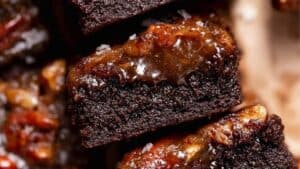 Gooey Bourbon Pecan Pie Brownies