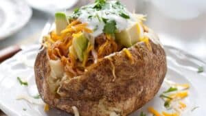 Chicken Enchilada Stuffed Baked Potatoes