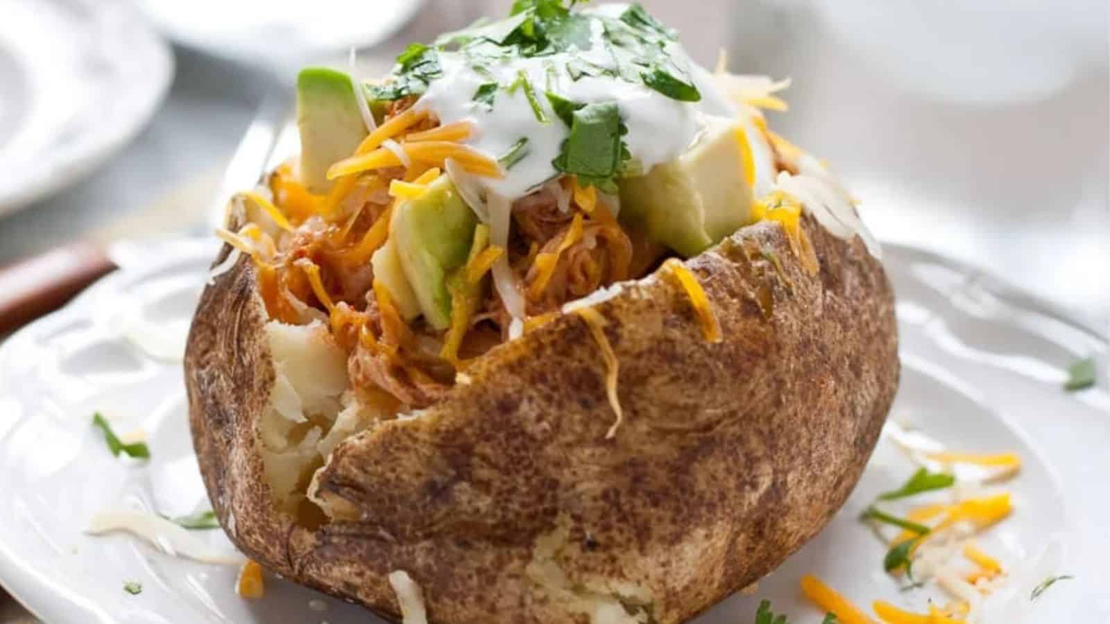 Chicken Enchilada Stuffed Baked Potatoes
